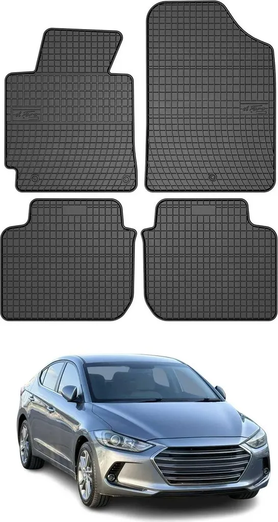 Kit 4 Tappetini Gomma Nera Hyundai Elantra 2010-2016 - Testati e Robusti