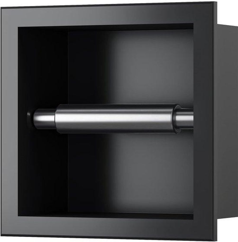 Verborgen toiletrolhouder, roestvrijstalen wandhouder, badkameraccessoire, zwart