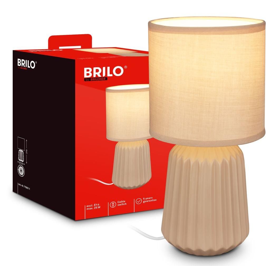 Briloner Nachttischlampe Beige Keramikfuß Ø13x27 cm E14 25W Produktbild 