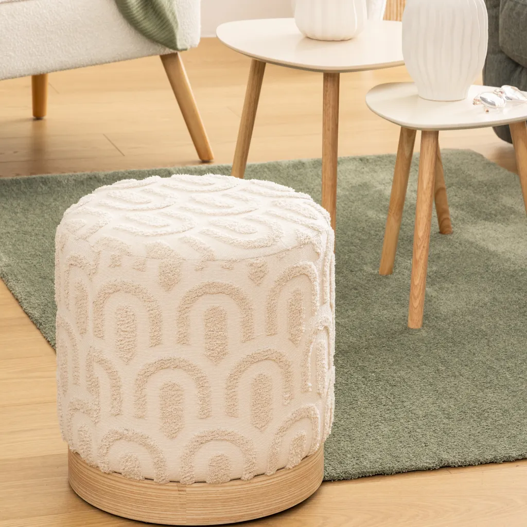 Pouf Repose-Pieds Copas Blanc - Siège d'Appoint Idéal pour Petit Salon