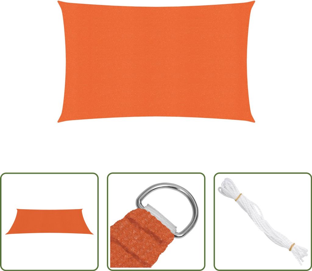 The Living Store Sonnensegel 160 g/m² Rechteckig Orange 3x5 m HDPE