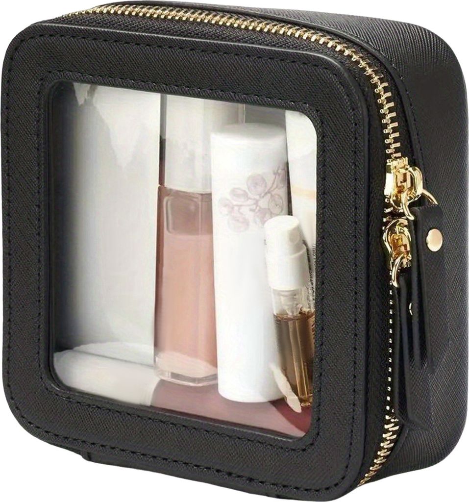 Reise-Make-up-Tasche, klein, wasserdicht, Kulturbeutel, Kosmetiktasche, tragbarer Make-up-Koffer-Organizer mit transparentem Fenster für Damen