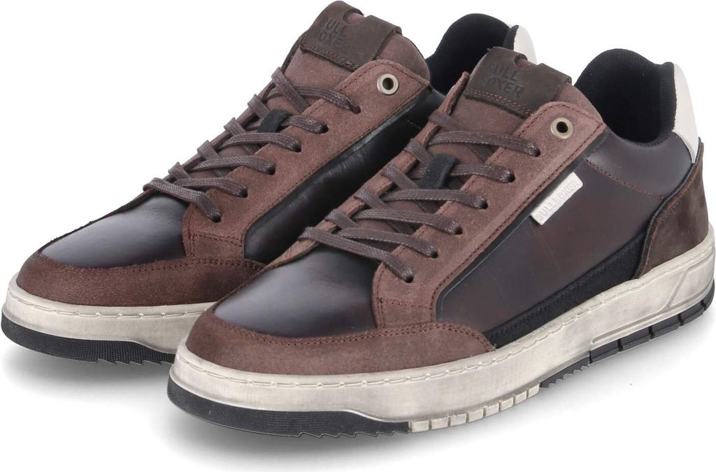 Bullboxer Herren Low Sneaker Dunkelbraun Ledermix Größe: 46