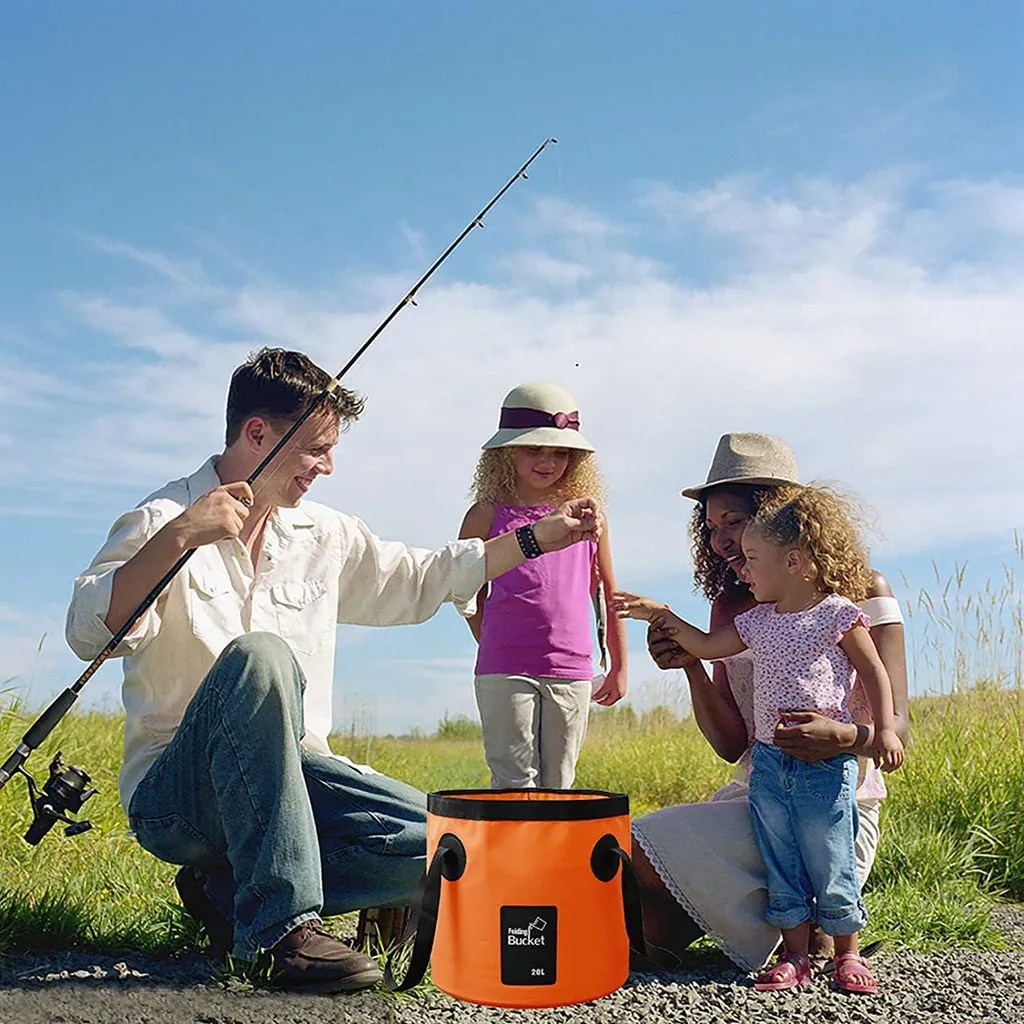 Seau à eau portable 20L étanche - Équipement de survie pliable Vert