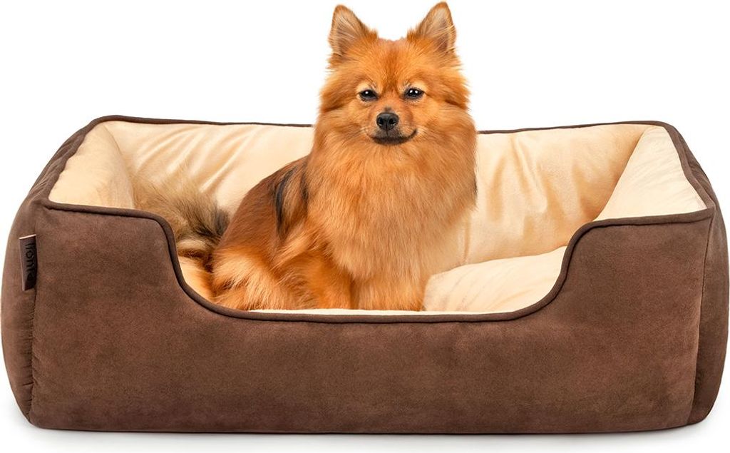 Umkehrbares Hundebett, weich & bequem, 80x60 cm, braun/beige