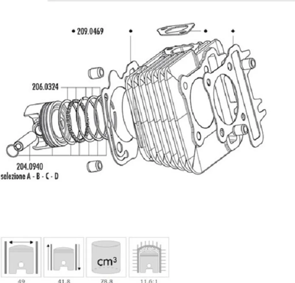 Cylindre Polini 50cc Piaggio Liberty 4T pour retrouver la puissance
