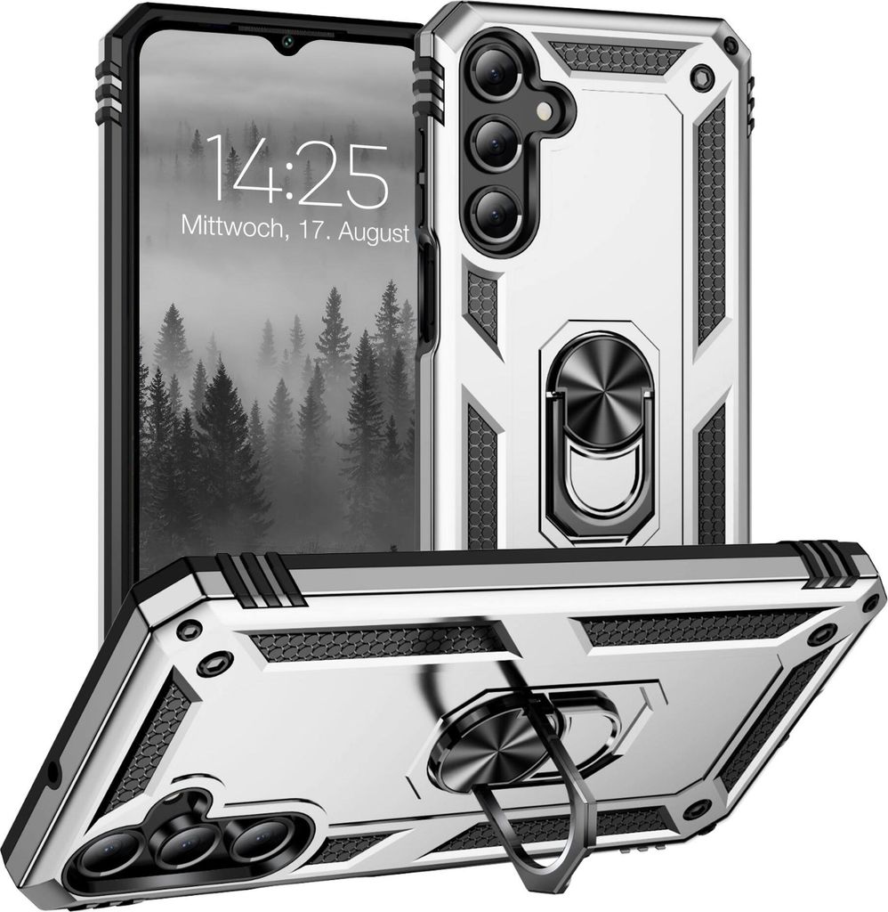 Armor Outdoor Handyhülle für Samsung Galaxy A16 / A16 5G Handy Panzer Case Cover Schutzhülle Farbe: Silber