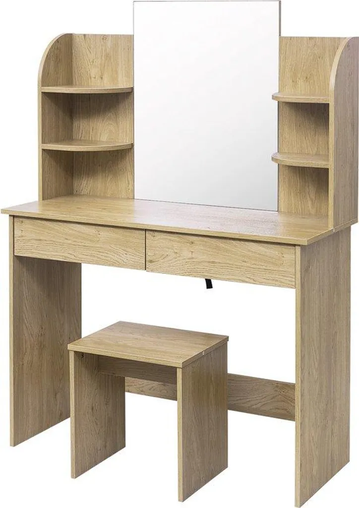 Aménagez votre coin beauté avec cette coiffeuse en bois et miroir