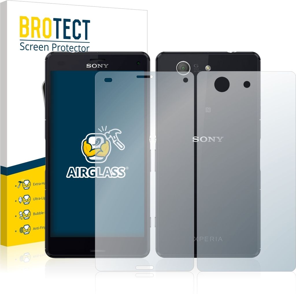BROTECT Schutzglas für Sony Xperia Z3 Compact D5803 (Display+Rückseite) Schutzfolie Panzer Folie Glas Display Schutz klar
