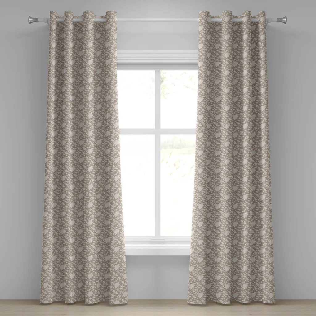 Paire de rideaux décoratifs motif abstrait feuilles 280 x 245 cm