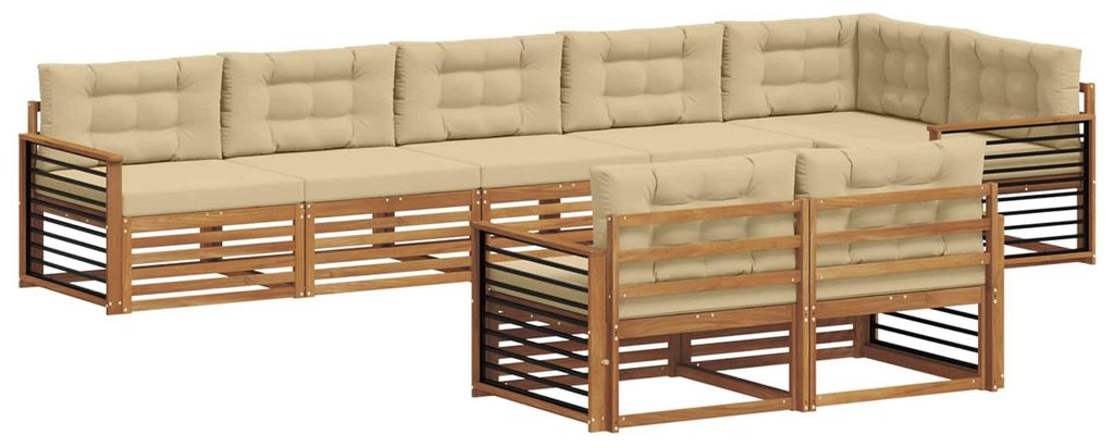 vidaXL Outdoor-Sofagarnitur mit Kissen 8 pcs Natur und Beige