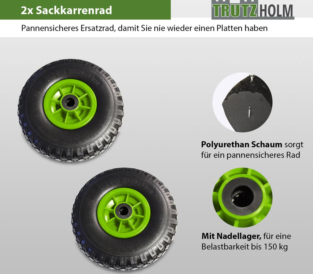 2x Sackkarrenrad Vollgummi 260x85 mm 3.00-4 Produktbild 2