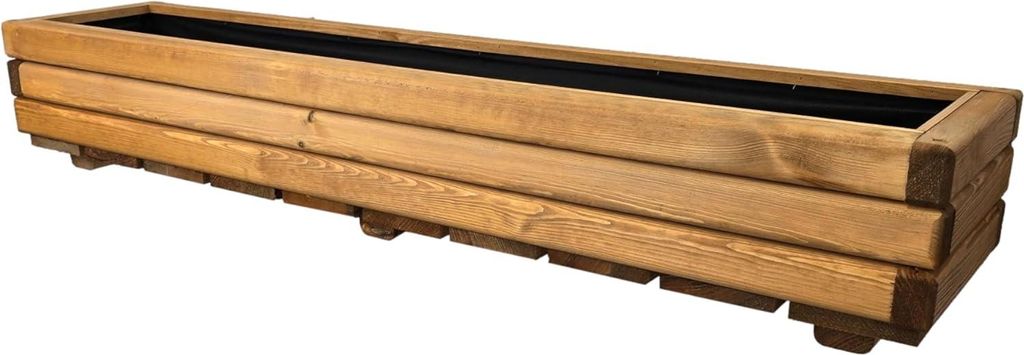 HolzGarden Pflanzkübel Holz Rechteckig 118x20x25 cm Imprägniert Farbe Pinia Wetterfest Blumenkasten Blumentopf Balkon Garten Pflanzkasten 32l