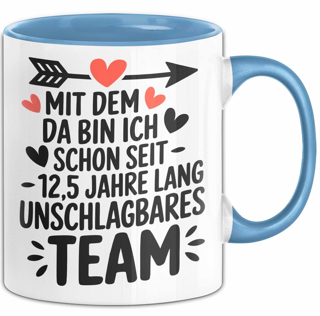 Romantische Pärchen Tasse Geschenk Team seit 12,5 Jahren Geschenkidee Lustig (Blau)