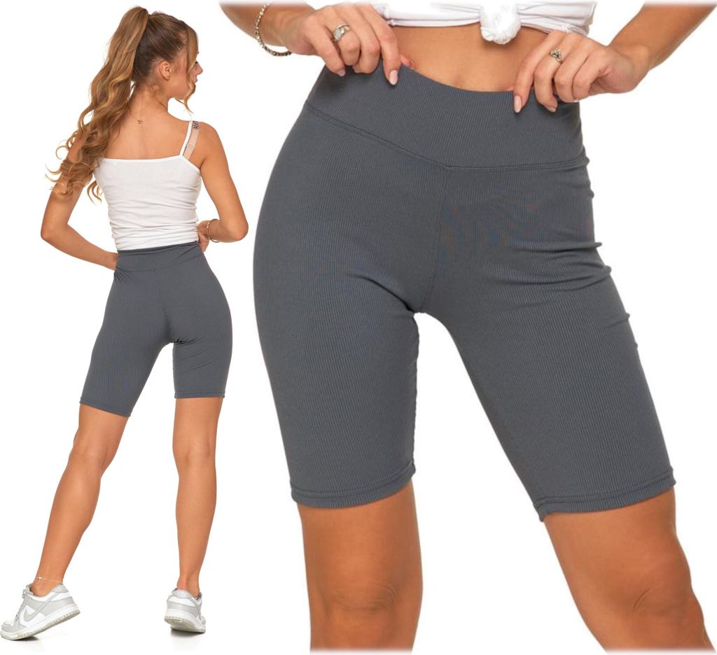 MORAJ Gerippte kurze Biker-Leggings für Damen, blickdicht, S/M
