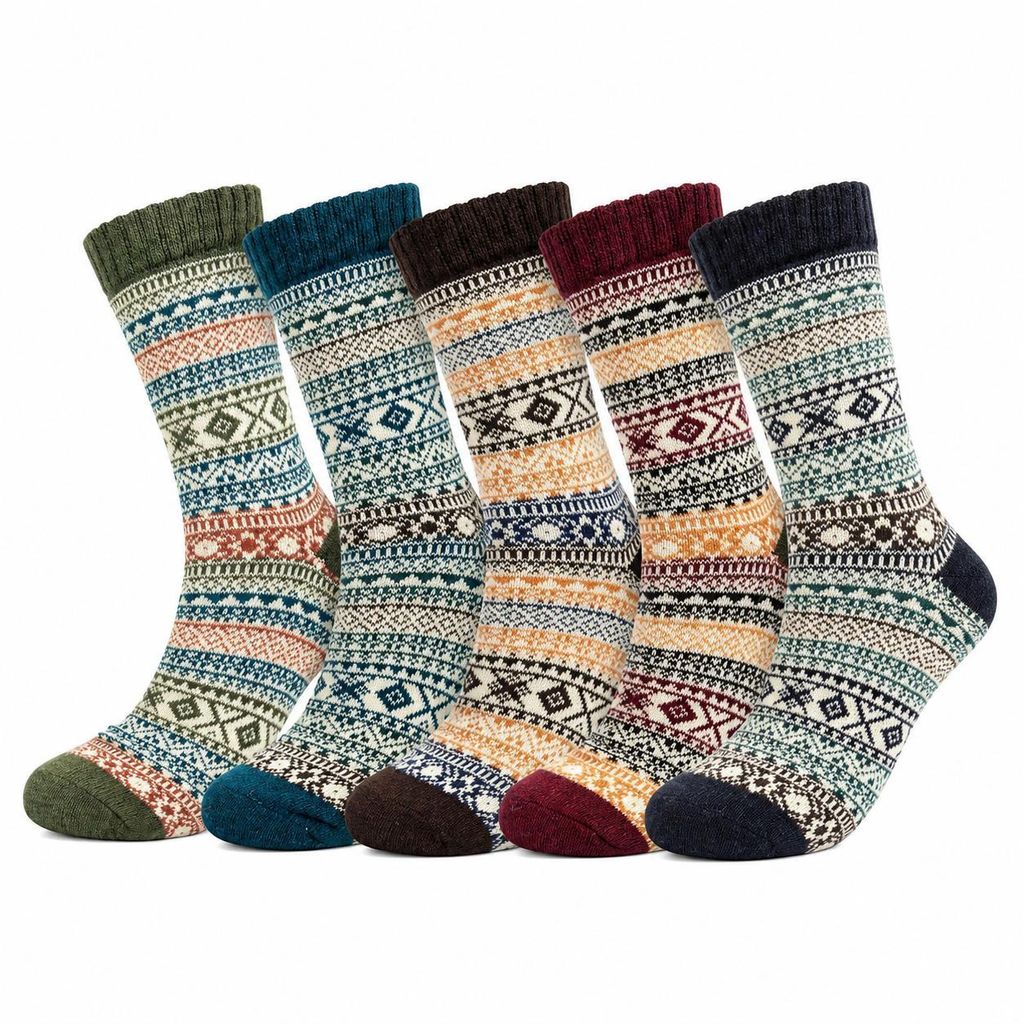 5 Paar Wollsocken für Damen und Herren – Warme, dicke Produktbild 