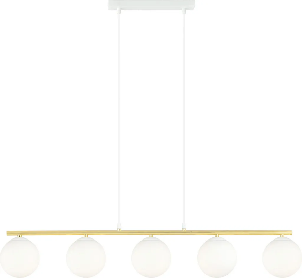 Lustre ALLORA Idéal Grande Salle à Manger 5xE14 Abat-jours Blancs Chic