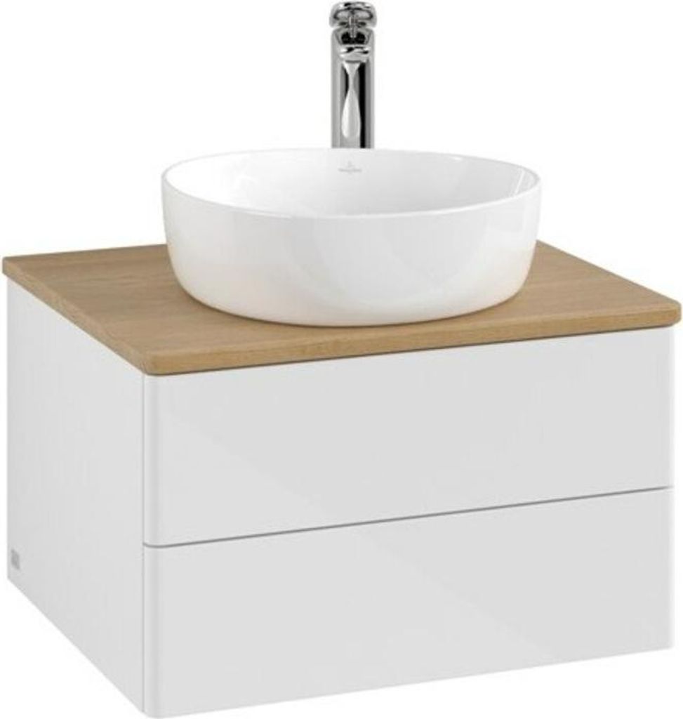 V&B Waschtischunterschrank ohne Frontstruktur -Beleuchtung Antao 60x36x50cm, HL, WBP hon. Oa, glo wh. Lac