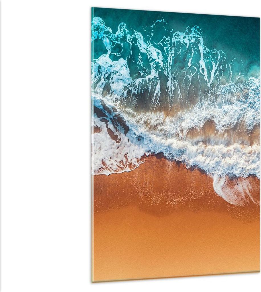 Bilder auf glas - Einteilig - Sand Wasser Strand - 80x120cm - Glasbilder - Wandbilder - Bilder - zum Aufhängen bereit - Wanddekoration aus Glas - ...