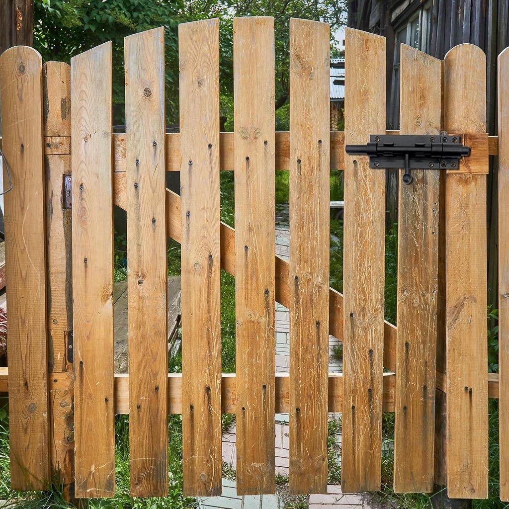 Bolt Riegel - 304 Edelstahl - 16 cm Länge - 12 mm Dicke - Gartenpforte Riegel - Schwarz mit 12 Schrauben - Türschloss RVS für Pforte und Fenster
