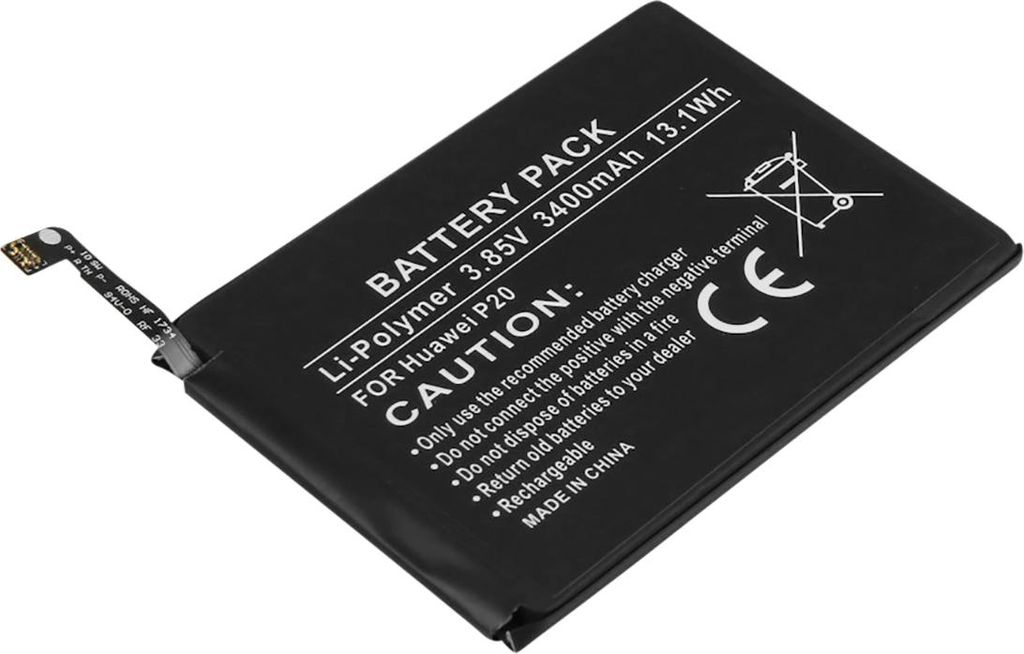 Avizar, Ersatzakku Huawei P20 Li-Polymer 3400mAh 3,85V 13,1Wh, Schwarz