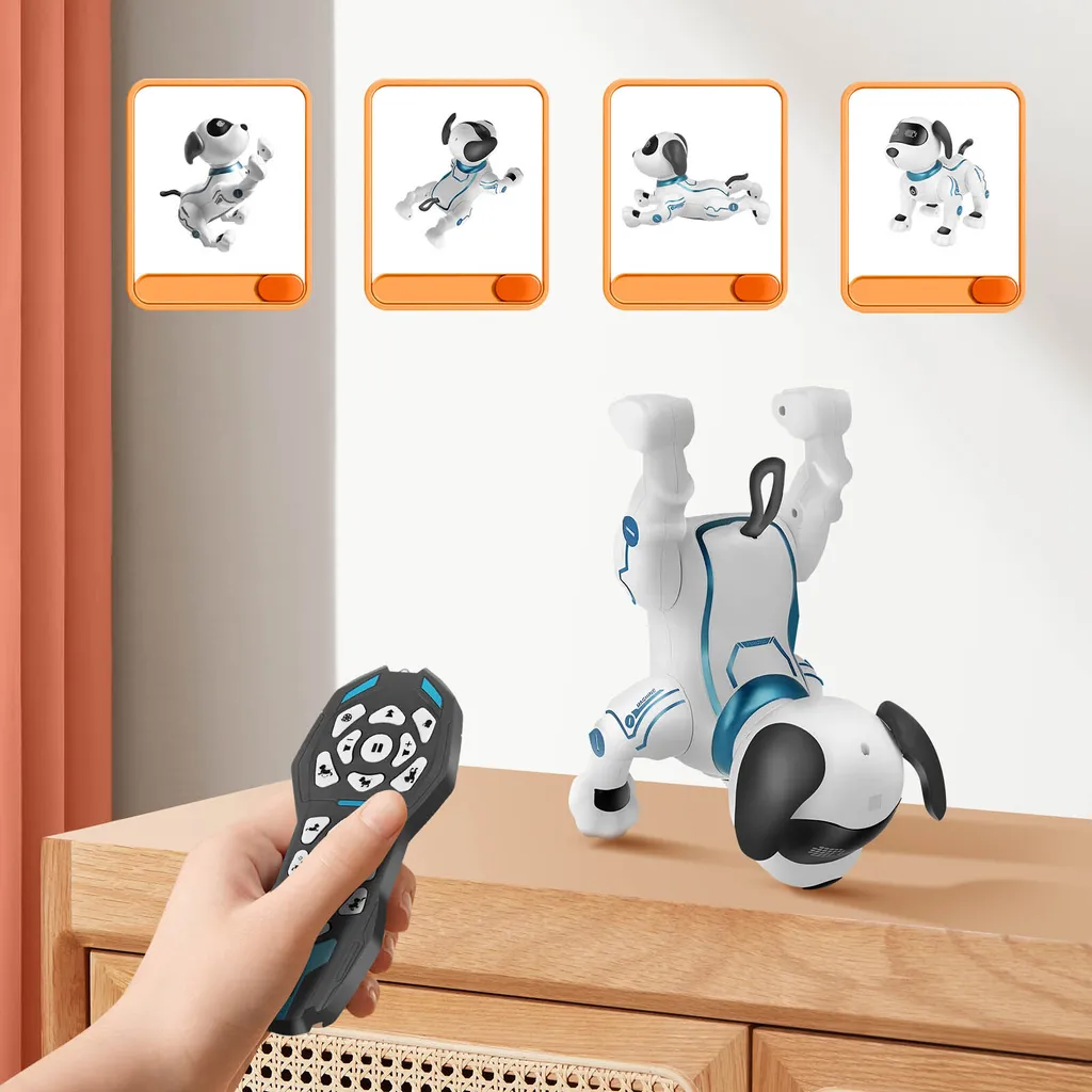 Robot Chien Interactif pour Enfant - Jouet Télécommandé Éducatif Blanc - 18