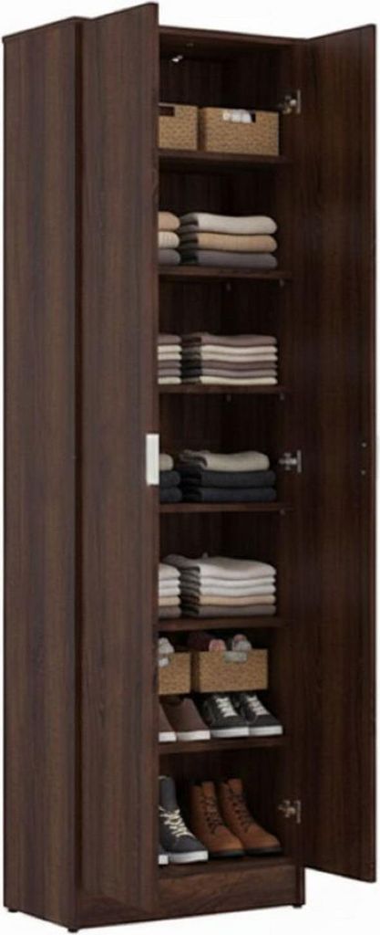 Dmora Schuhschrank Delizia 60x33x192h cm Nussbraun, 6 Regale 2 Türen
