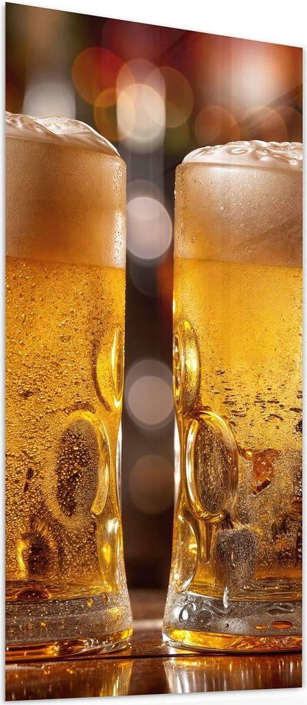 Glasbild 55x110cm in XXL für Wohnzimmer, Schlafzimmer Motiv Zwei Bierkrüge
