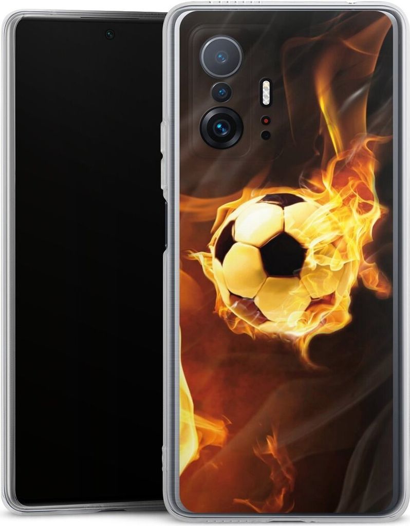 DeinDesign Handyhülle für Xiaomi 11T 5G Silikon Hülle Case Smartphone Schutzhülle Ball Feuer Fußball