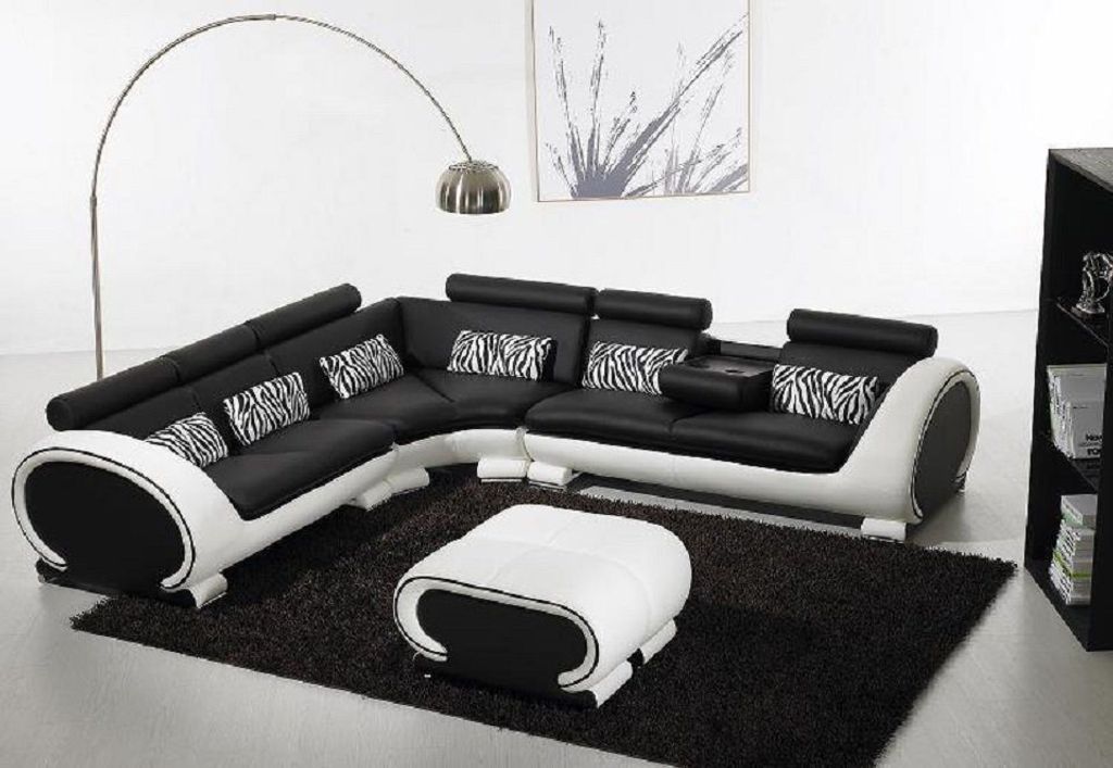Ecksofa L-Form 2x Hocker Sofa Couch Polster Leder