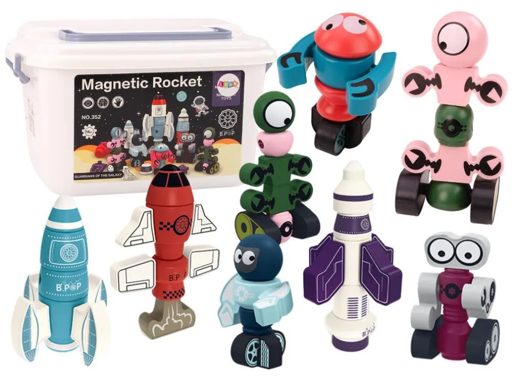 Fusée magnétique 56 éléments avec aimants puissants pour montage facile