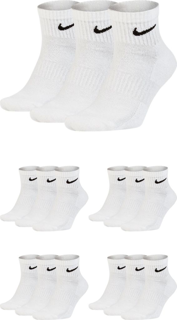 Nike SX7677 Socken Damen Herren Kurz Sportsocken Sparset - Größe: 34-38 - Farbe: 15 Paar weiss