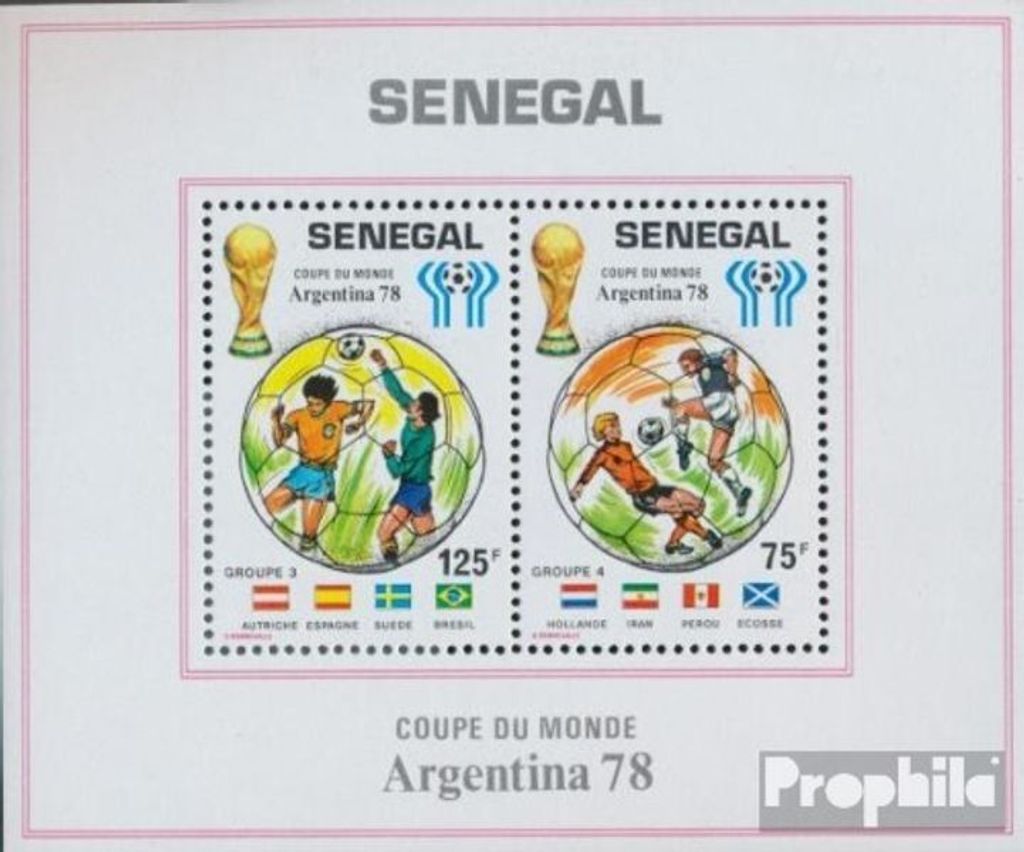 Briefmarken Senegal 1978 Mi Block31 (kompl.Ausg.) postfrisch Fußball WM Argentinien