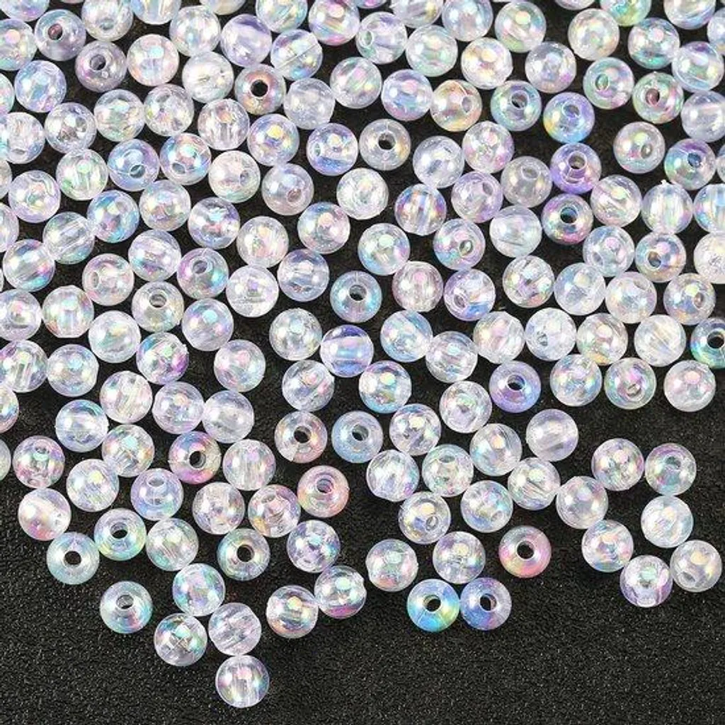 Perles en plastique 8 mm : perles rondes blanches acrylique pour bijoux