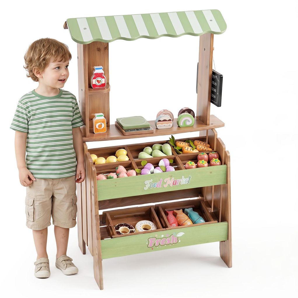 KOMFOTTEU Kinder Kaufladen, Holz Kaufmannsladen mit 43 Produktbild 