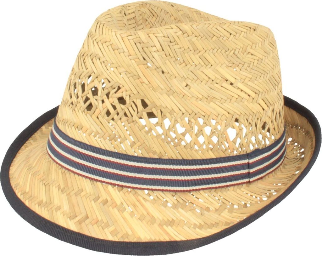 Kinderstrohhut Trilby mit gestreifter Garnitur von Hut Breiter in beige