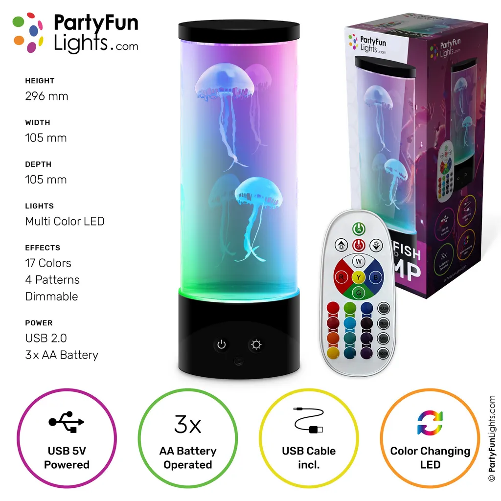 PartyFunLights Lampe Aquarium Méduses LED avec Télécommande et USB - 4