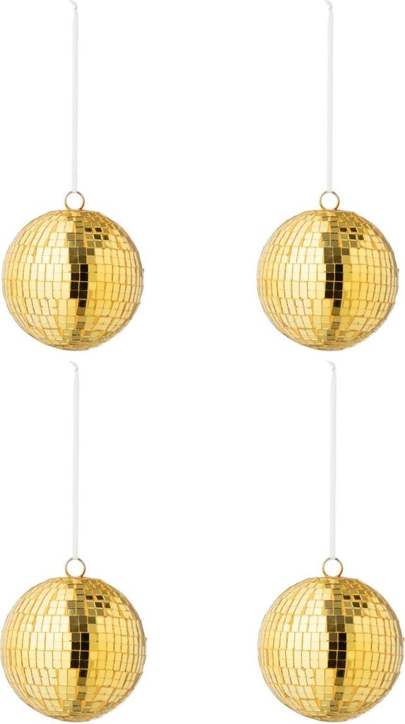 J-Line Dose Von 4 Weihnachtskugel Spiegel Glas Gelb Large