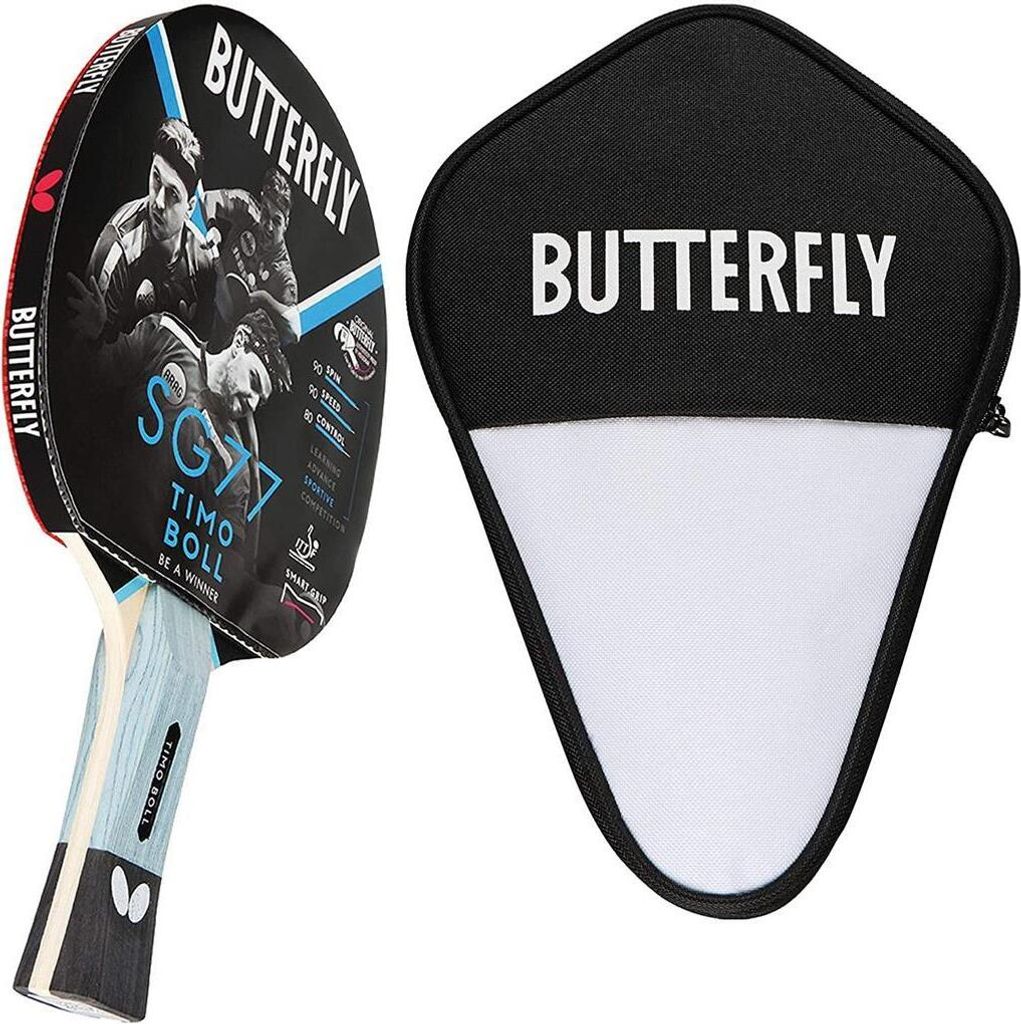 Butterfly 1x Timo Boll SG77 Tischtennisschläger + Tischtennishülle | Tischtennisset Tischtennis TT Tabletennis