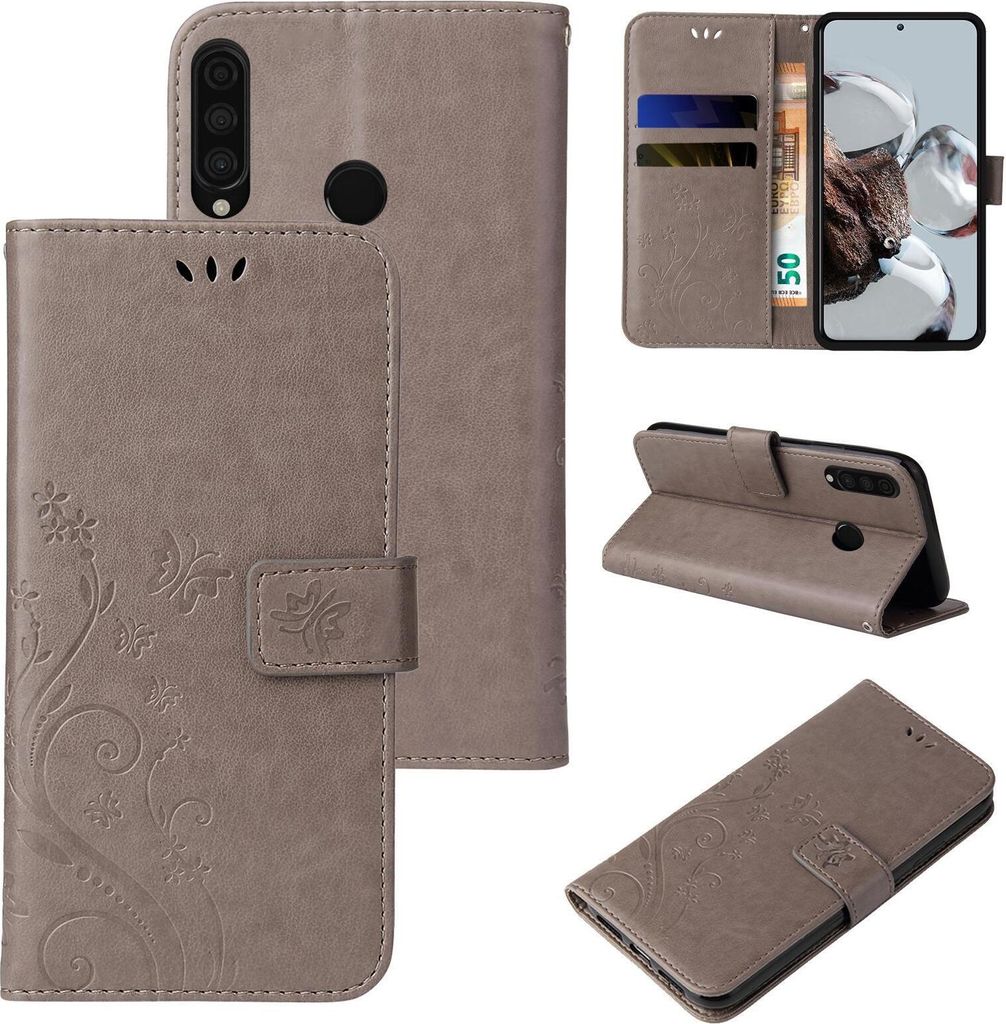 Collage of images showing a flip phone case from different angles and in use.