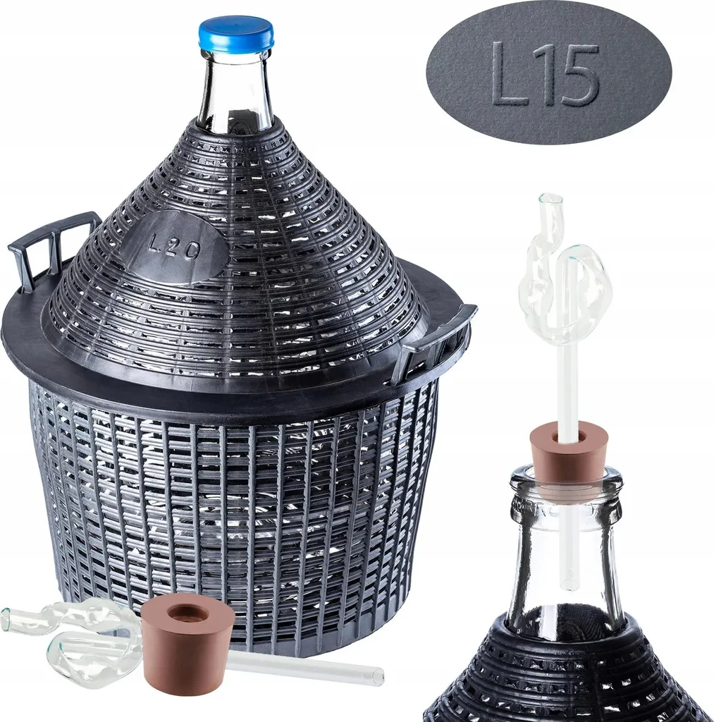 Damigiana per Fermentazione 15 Litri FCM | Vetro Alimentare e Kit Tubo