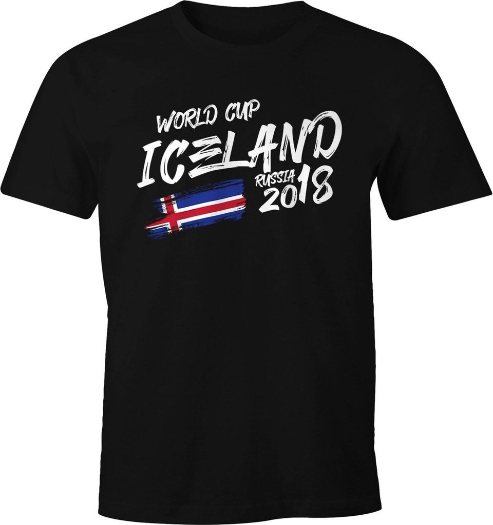 Herren T-Shirt WM-Shirt Island Iceland Ísland Fan-Shirt WM 2018 Fußball Weltmeisterschaft Moonworks schwarz 3XL