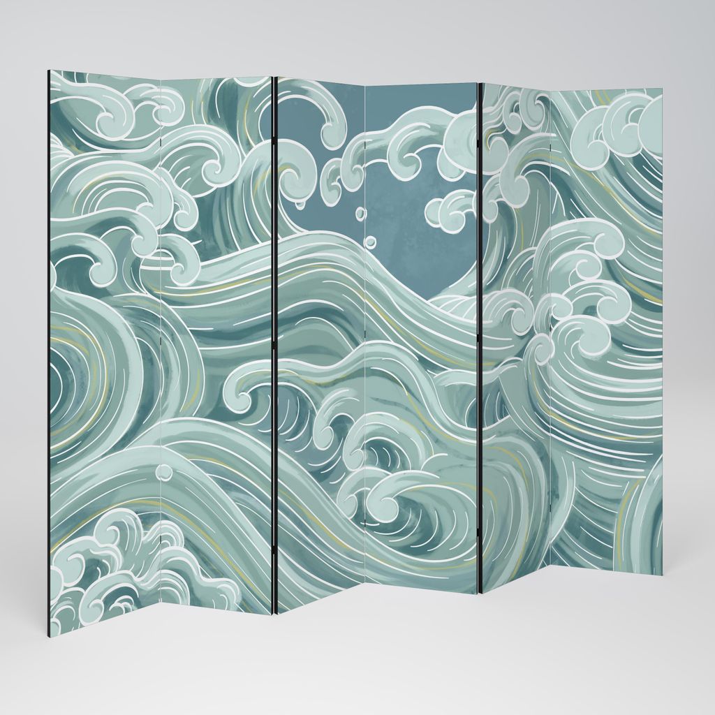 SpaceRebels Paravent Raumteiler - 6-teilig Raumtrenner, Druck 2-Seite - Raumtrenner - Trennwand Wohnung - Room Divider - Spanische Wand Deko Modern...