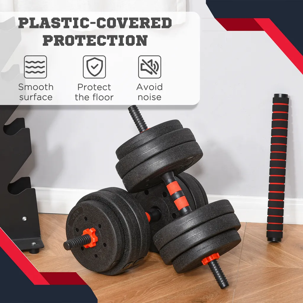 HOMCOM Kit Haltères 2-en-1 de 25 kg avec Poids Réglables et Barres en HDPE - 7