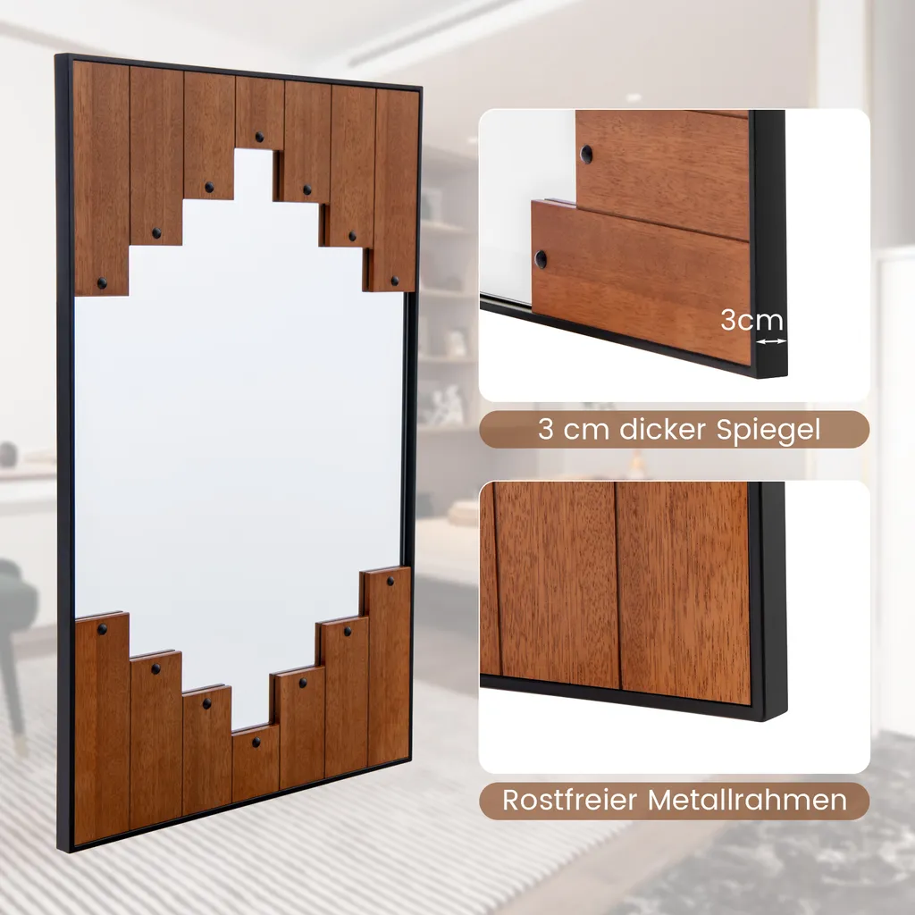 Miroir rustique rectangulaire avec crochet bidirectionnel 66x100 - 5