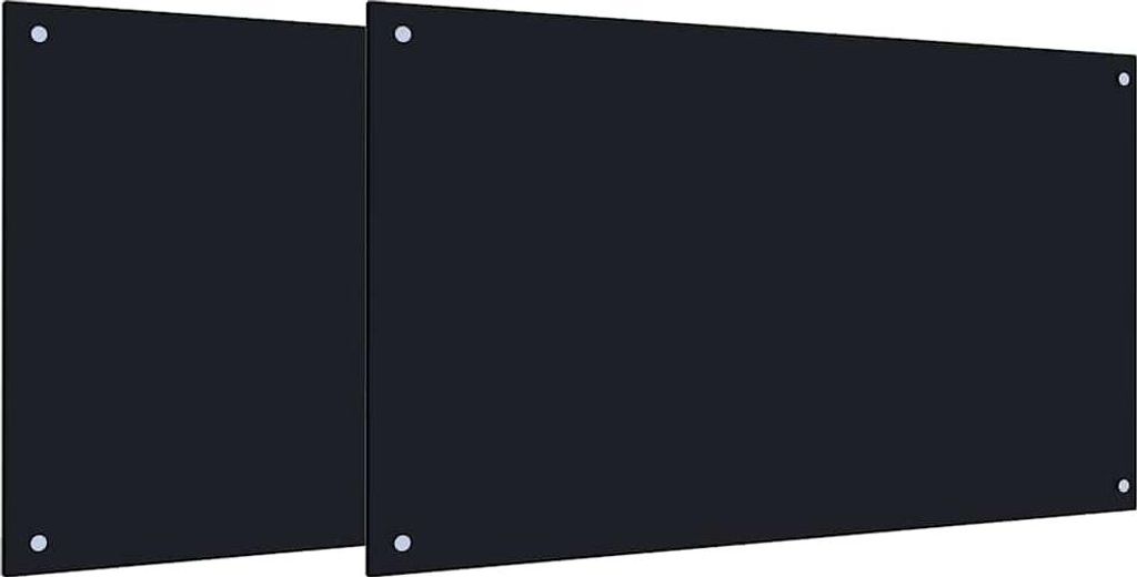 vidaXL Küchenrückwand 2 pcs Schwarz 100 x 60 cm Gehärtetes Glas