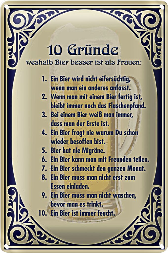 Blechschild 20x30cm Bier besser als Frauen