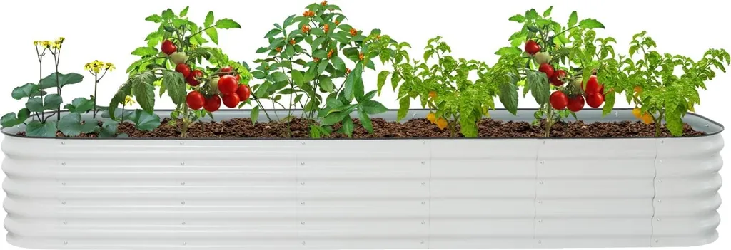 Potager surélevé pour herbes et légumes, acier blanc 285x60x43 cm