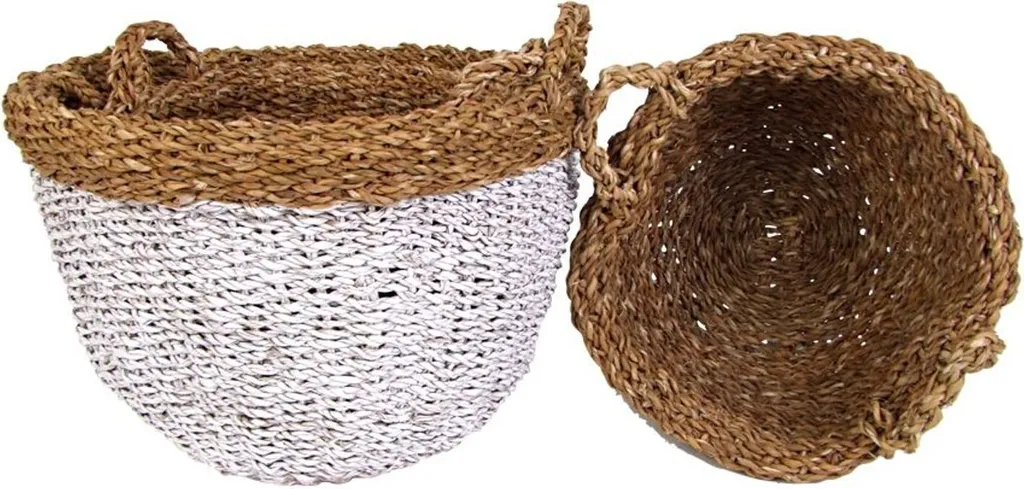 Rangez tout avec ce lot de 3 corbeilles jonc de mer blanc et naturel