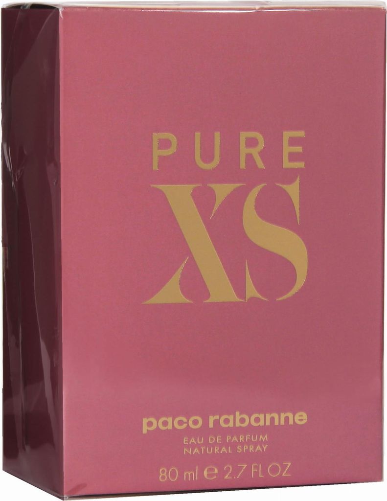 A pink box of Paco Rabanne Pure XS perfume.